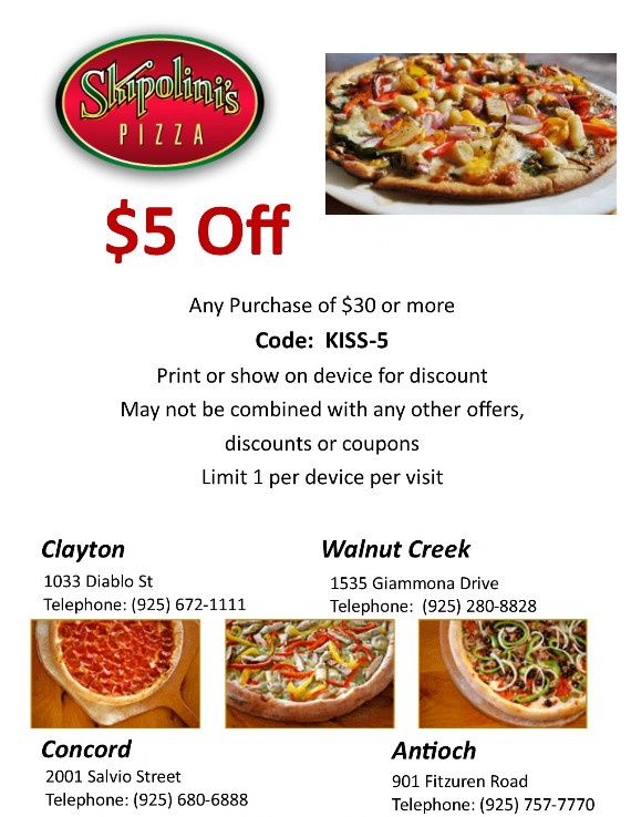 Kiss Coupon to save at Skipolini's Pizza - KissSavings Local Coupons and  Discounts Keep It Super Simple Savings